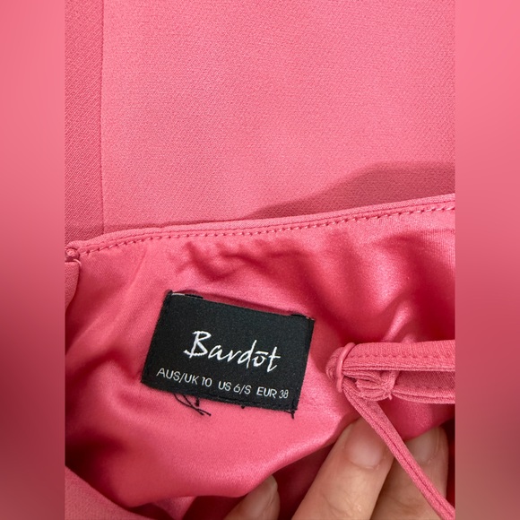 Bardot Kristen peplum midi dress melon color size 6 - Picture 2 of 9